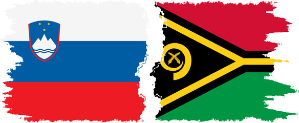 Vanuatu and Slovenia grunge flags connection, vector