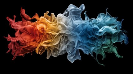 Abstract Colorful Liquid Splashes and Swirls on Black Background