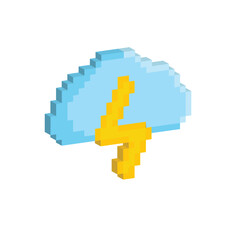 Obraz premium Isometric 3d pixel cloud rain icon weather pixel art icon vector element for 8 bit game