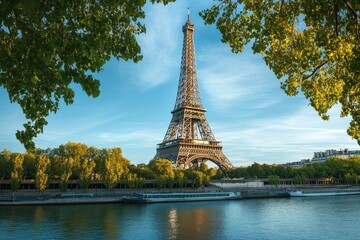 Stunning View of the Eiffel Tower in Paris at Sunrise