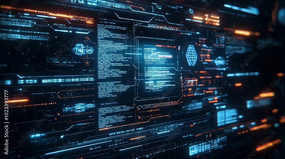 Fototapete Computer scripting and programming code abstract technology background