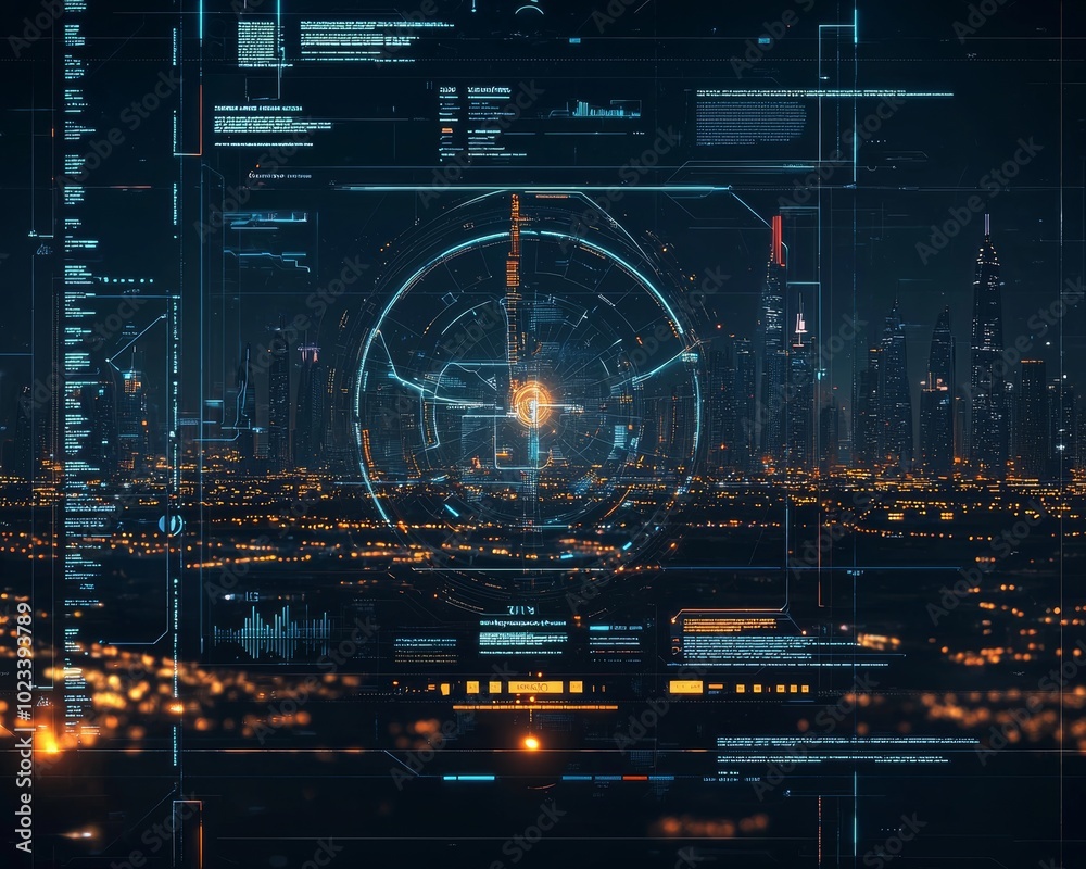 Poster Abstract dot point and smart city connect with gradient line