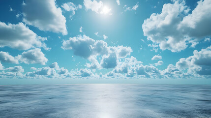 Obraz premium Cloudy Sky with Sun and Horizon Background - 3D Illustration