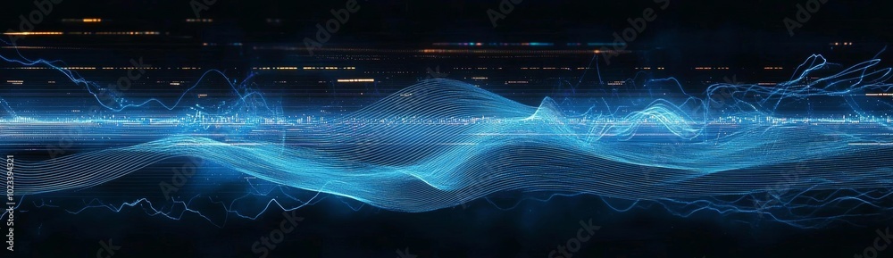 Poster Visualization of big data in 3D. Analytical presentation. 3D rendering.