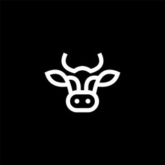 simple minimalist flat bold line modern cow, buffalo or bull head logo vector