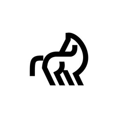 Horse linear simple minimalist bold black and white line horse logo