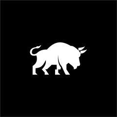 simple minimalist modern silhouette black and white bull logo vector