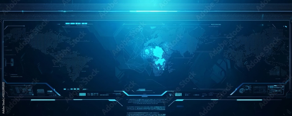 Poster Abstract techno background with digital frames. Digital frames set for user interfaces on futuristic futuristic techno background. Abstract techno background HUD.