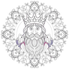 Obraz premium Mandala for adult coloring book, isolated on white background