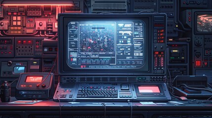 Retro y2k page, computer window interface. Vector pc desktop. Blue, rave screen background in old 2000s aesthetic style with loading bar, program error, e-mail, puzzle game, player, login and password