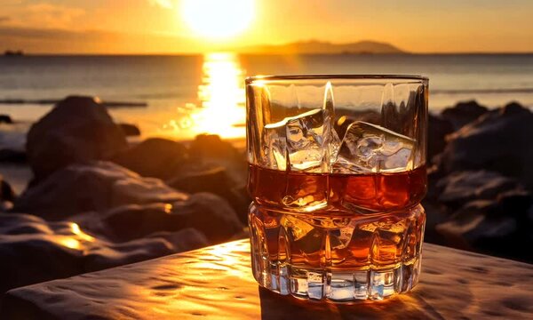 whiskey beverage on background