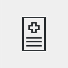 Obraz premium Medical document icon in minimalist black outline for health records and reports illustrations
