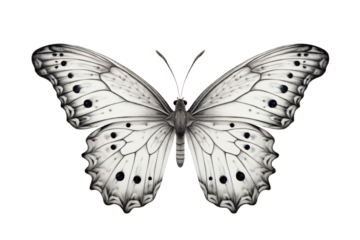 Elegant butterfly blending into a white background, its wings mimicking the surrounding textures