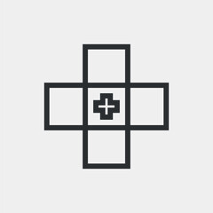 Obraz premium Geometric cross-shaped logo for medical and healthcare