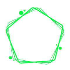 green overlap pentagon line frame
