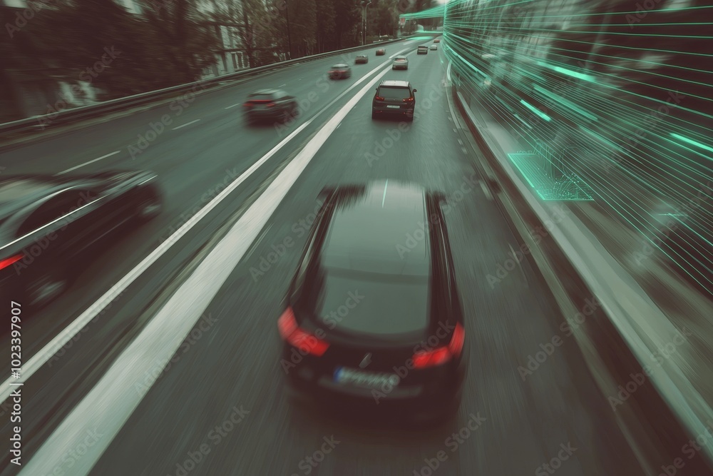 Aufkleber technology of the future in the safe movement of a car, the ability to drive without a driver, and t