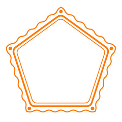 orange wave pentagon frame and dot on corner