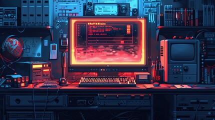 Retro y2k page, computer window interface. Vector pc desktop. Blue, rave screen background in old 2000s aesthetic style with loading bar, program error, e-mail, puzzle game, player, login and password
