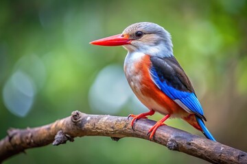 Obraz premium Grey Headed Kingfisher Halcyon leucocephala perched in tree from high angle