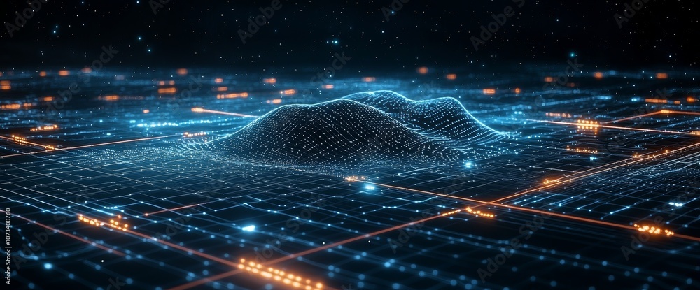 Aufkleber A network connection concept. Big data in Internet communication. A 3D rendering of a technology background.