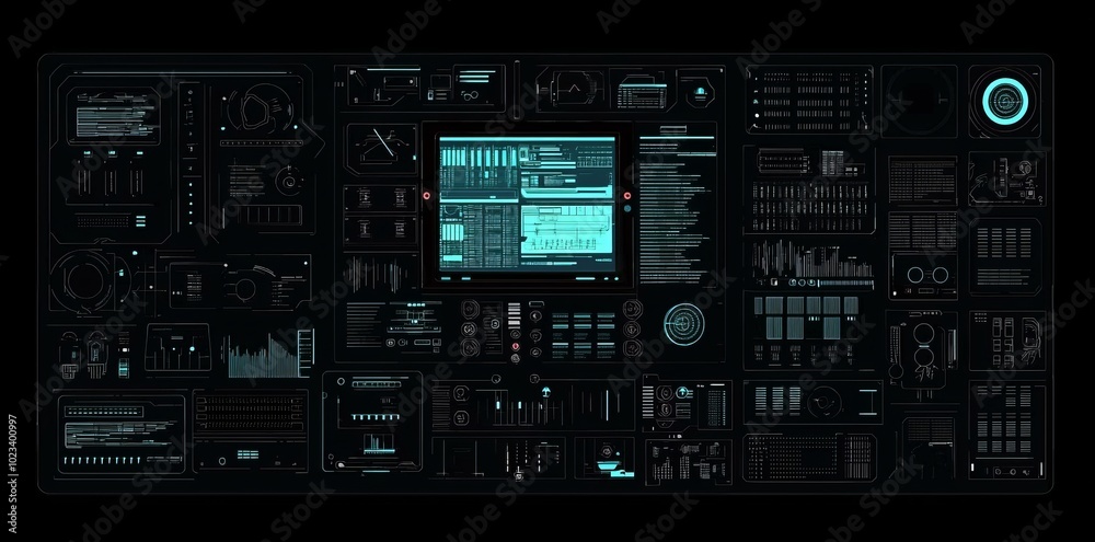 Aufkleber HUD screen. Holographic digital user interface. GUI, UI elements set. Virtual reality technology screen.