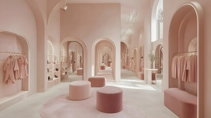 Elegant and Inviting Dressing Room with Plush Velvet Seating and Soft Calming Lighting Isolated Against a Neutral Background