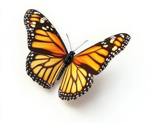 Naklejka premium Monarch Butterfly On White. Beautiful Insect Fluttering with Grace and Elegance