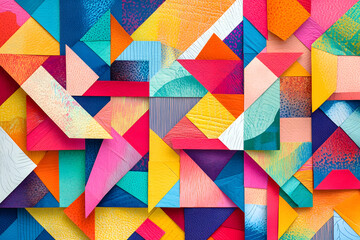 Fototapeta premium Papercraft art stock image of a colorful paper quilt
