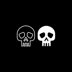 simple minimalist skull head logo vector, modern bold, bone black and white