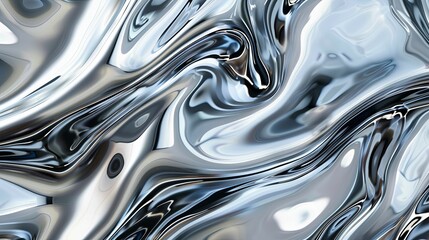 Abstract Liquid Metal Texture with Wavy Reflections