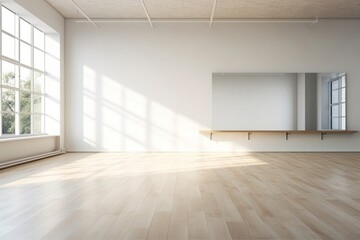 Ballet studio flooring window wood.
