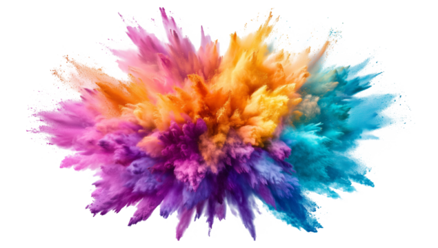 multicolor smoke explosion isolated on white background, high resolution stock photo, transparent PNG download