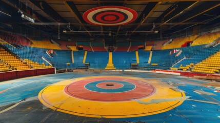 Abandoned Circus Arena with a Colorful Center Ring