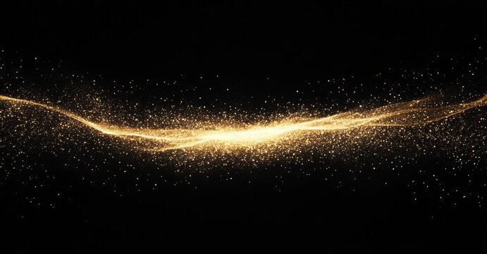 The background is a gold scent flow with gold glitter smoke particles. Shimmering light spray with golden glitter fluid sparkles and golden flares shining like gold flares.