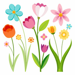 A vibrant illustration of a blooming garden, featuring a diverse array of colorful flowers, perfect for adding a touch of cheer and vibrancy to your designs.