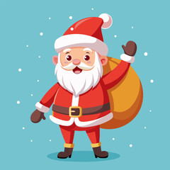 A cheerful Santa Claus cartoon illustration, perfect for adding a festive touch to your designs. This jolly image is ideal for holiday cards, gift wrapping.