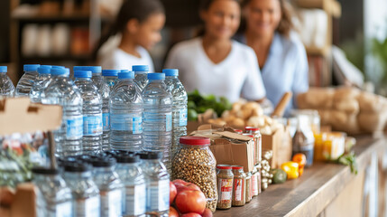 Preparing for hurricane, family gathers supplies in their kitchen