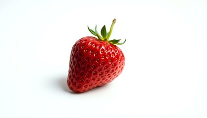Freshly Picked Red Strawberry with Green Leaves | Vibrant Fruit | High Quality Stock Photo