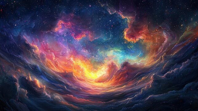 Vibrant cosmic clouds and colorful nebula.