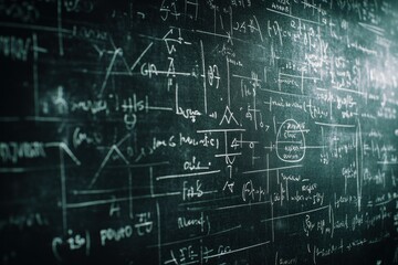Obraz premium Complex Mathematical Equations on Chalkboard Surface