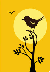 Fototapeta premium Inspiration from Nature: Perfect Harmony of a Bird, a Tree, and Sunlight.
