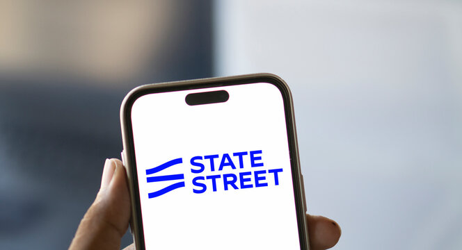 Dhaka, Bangladesh- 10 Oct 2024: State Street Corporation logo is displayed on smartphone.