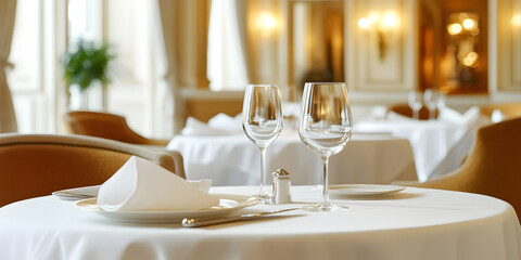 Classy Table Setting with White Cloth and Elegant Plate | Perfect for Upscale Dining Experiences