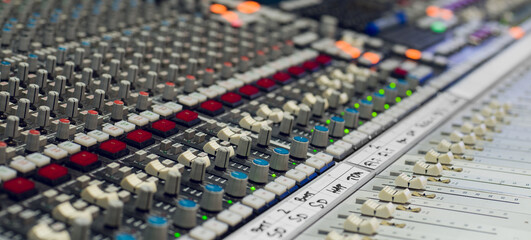 Studio mixer detail close up