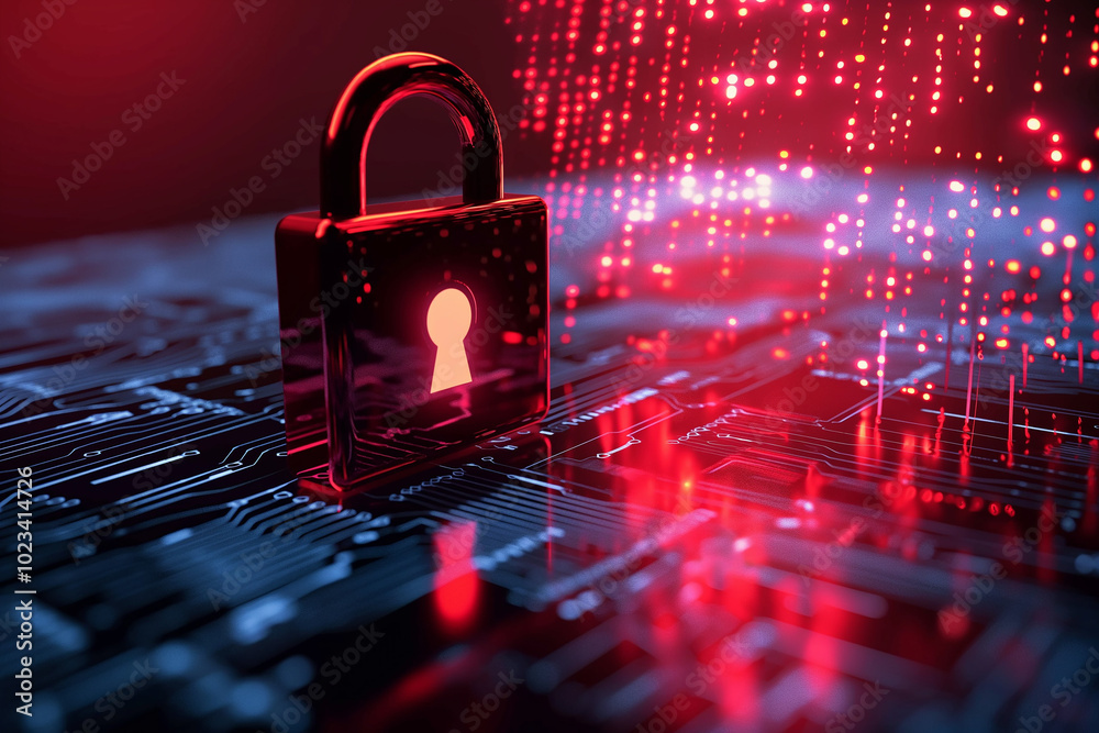 Poster data security breach digital system hacked internet cyber attack alert concept with virtual display 