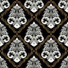 Damask seamless pattern vector background. Classical luxury old fashioned damask ornament, royal victorian seamless texture for wallpapers, textile, wrapping.