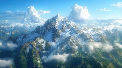 Naklejka premium Majestic mountains under a clear blue sky