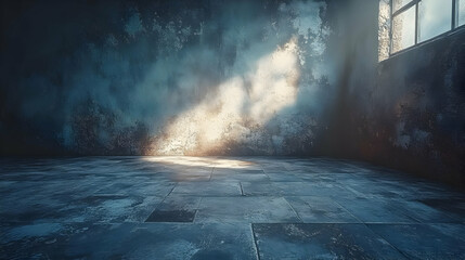 Grungy Concrete Room with Window Light - 3D Illustration