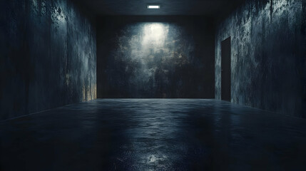 Dark and Grungy Room with a Single Light Source - 3D Illustration