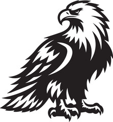 Fototapeta premium Bald eagle black drawing silhouette design